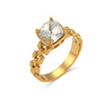 Wholesale Women's Fashion Geometric Stainless Steel 18K Gold Plated Cut Out Ring Jewelry