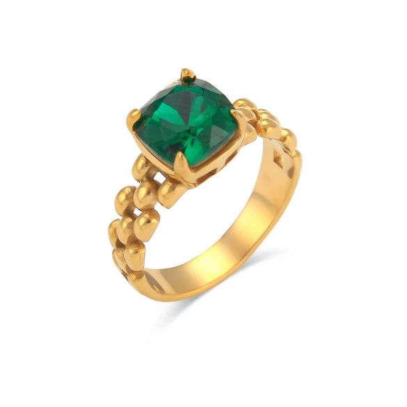 Wholesale Women's Fashion Geometric Stainless Steel 18K Gold Plated Cut Out Ring Jewelry