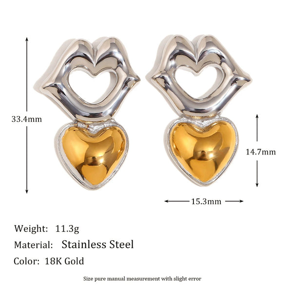 Wholesale Women's Fashion Geometric Stainless Steel 18K Gold Plated Earrings