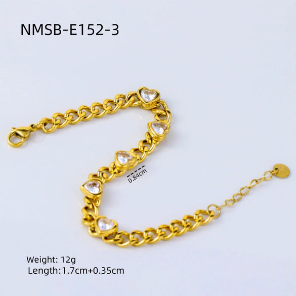 Wholesale Women's Fashion Geometric Stainless Steel 18K Gold Plated Love Bracelet