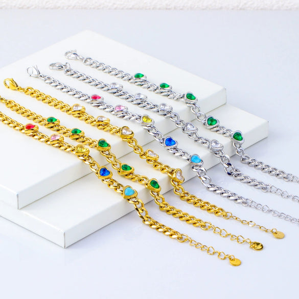 Wholesale Women's Fashion Geometric Stainless Steel 18K Gold Plated Love Bracelet