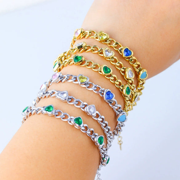 Wholesale Women's Fashion Geometric Stainless Steel 18K Gold Plated Love Bracelet