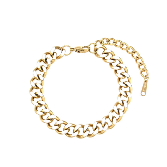 Wholesale Women's Fashion Geometric Stainless Steel 18K Gold Plated Micro Inlaid Zircon Cuban Chain Bracelet