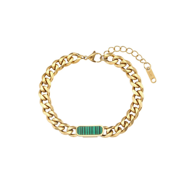 Wholesale Women's Fashion Geometric Stainless Steel 18K Gold Plated Micro Inlaid Zircon Cuban Chain Bracelet