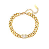 Wholesale Women's Fashion Geometric Stainless Steel 18K Gold Plated Micro Inlaid Zircon Cuban Chain Bracelet