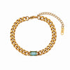 Wholesale Women's Fashion Geometric Stainless Steel 18K Gold Plated Micro Inlaid Zircon Cuban Chain Bracelet