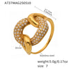 Wholesale Women's Fashion Geometric Stainless Steel 18K Gold Plated Opening Adjustment Ring