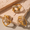 Wholesale Women's Fashion Geometric Stainless Steel 18K Gold Plated Opening Adjustment Ring