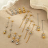Wholesale Women's Fashion Geometric Stainless Steel 18K Gold Plated Round Bead Earrings