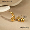 Wholesale Women's Fashion Geometric Stainless Steel 18K Gold Plated Round Bead Earrings
