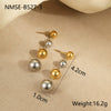 Wholesale Women's Fashion Geometric Stainless Steel 18K Gold Plated Round Bead Earrings