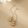 Wholesale Women's Fashion Geometric Stainless Steel 18K Gold Plated Round Bead Earrings