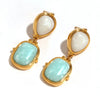 Wholesale Women's Fashion Geometric Stainless Steel 18K Gold Plated Splicing Ite Earrings