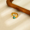 Wholesale Women's Fashion Geometric Stainless Steel 18K Gold Plated Water Drop Open Ring Jewelry
