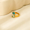 Wholesale Women's Fashion Geometric Stainless Steel 18K Gold Plated Water Drop Open Ring Jewelry
