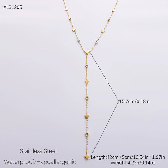 Wholesale Women's Fashion Geometric Stainless Steel 18K Goldplated Necklace