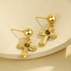 Wholesale Women's Fashion Geometric Stainless Steel Natural Stone Cross Earrings With Electroplating