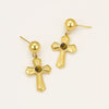 Wholesale Women's Fashion Geometric Stainless Steel Natural Stone Cross Earrings With Electroplating
