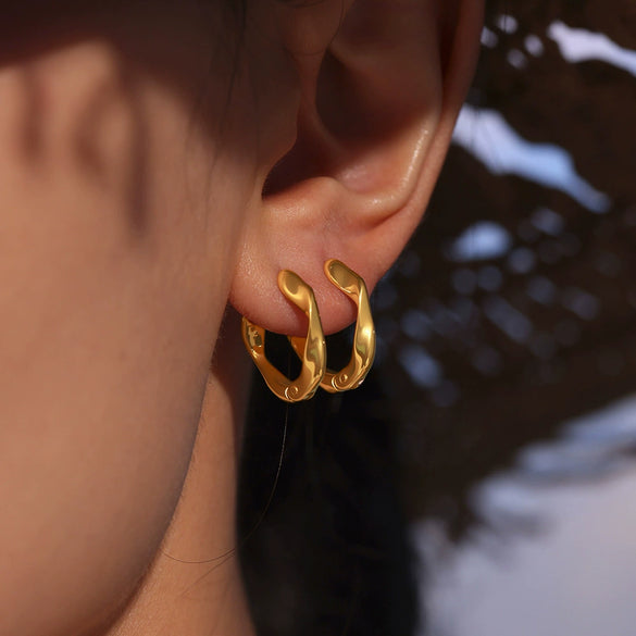 Wholesale Women's Fashion Geometric 316L Stainless Steel Pvd Electroplated 18K Gold Earrings