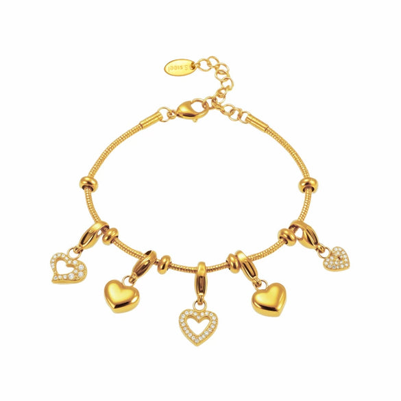 Wholesale Women's Fashion Geometric 316L Stainless Steel Zircon Bracelet With Electroplating