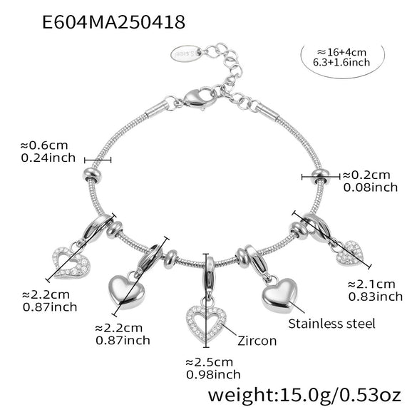 Wholesale Women's Fashion Geometric 316L Stainless Steel Zircon Bracelet With Electroplating