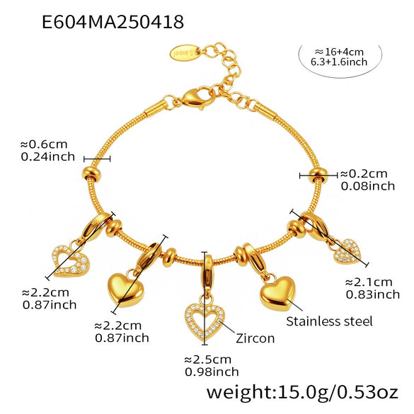 Wholesale Women's Fashion Geometric 316L Stainless Steel Zircon Bracelet With Electroplating