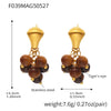 Wholesale Women's Fashion Geometric Tiger Eye Stone Earrings 316L Stainless Steel Electroplated