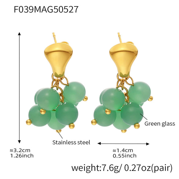 Wholesale Women's Fashion Geometric Tiger Eye Stone Earrings 316L Stainless Steel Electroplated