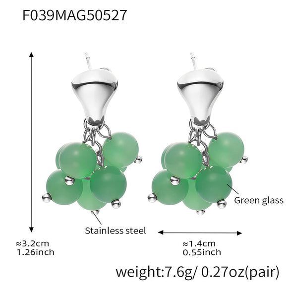 Wholesale Women's Fashion Geometric Tiger Eye Stone Earrings 316L Stainless Steel Electroplated