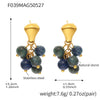 Wholesale Women's Fashion Geometric Tiger Eye Stone Earrings 316L Stainless Steel Electroplated