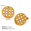 Wholesale Women's Fashion Geometric 316L Stainless Steel Gold Plated Chain Stitching Disc Mesh Hollow Earrings