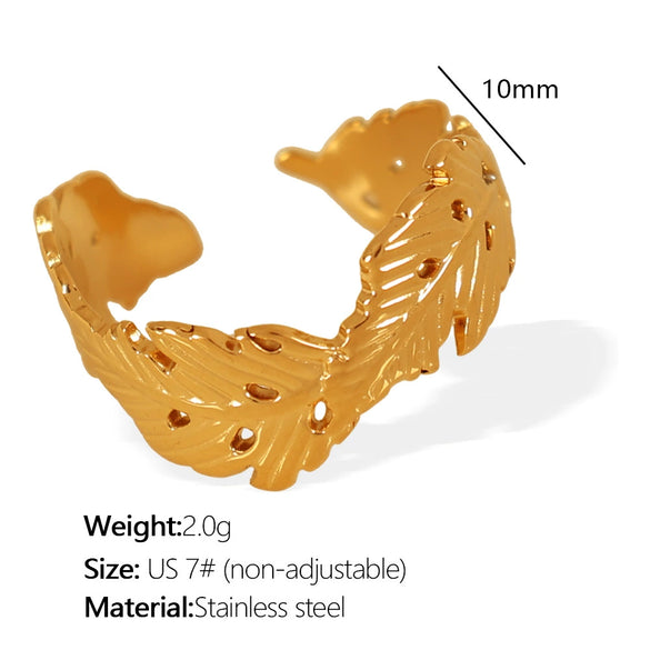 Wholesale Women's Fashion Geometric 316L Stainless Steel Living Ring With Electroplating