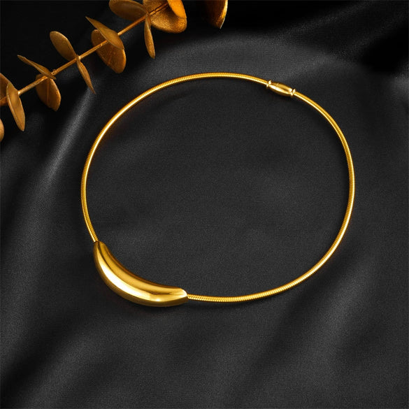 Wholesale Women's Fashion Geometric Titanium Steel Round Hoop Necklace With Electroplating