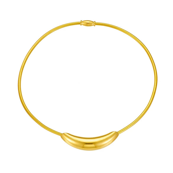 Wholesale Women's Fashion Geometric Titanium Steel Round Hoop Necklace With Electroplating
