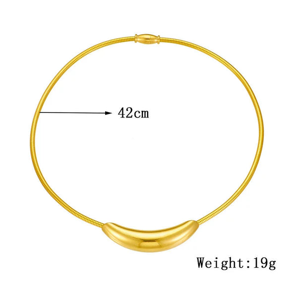 Wholesale Women's Fashion Geometric Titanium Steel Round Hoop Necklace With Electroplating