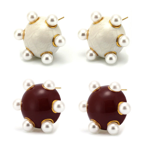 Wholesale Women's Fashion Geometric U Shape Titanium Steel Electroplated Pearl Earrings