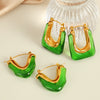 Wholesale Women's Fashion Geometric Ushaped Resin And 316L Stainless Steel Earrings With Electroplating Treatment