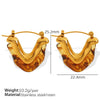 Wholesale Women's Fashion Geometric Ushaped Resin And 316L Stainless Steel Earrings With Electroplating Treatment