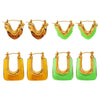 Wholesale Women's Fashion Geometric Ushaped Resin And 316L Stainless Steel Earrings With Electroplating Treatment