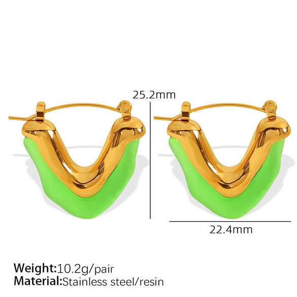 Wholesale Women's Fashion Geometric Ushaped Resin And 316L Stainless Steel Earrings With Electroplating Treatment