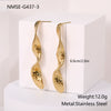 Wholesale Women's Fashion Geometric Wave Stainless Steel Earrings With Pvd Furnace Vacuum Real Gold Plating