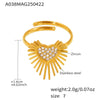 Wholesale Women's Fashion Geometric Wing Opening Ring Stainless Steel Furnace Pvd Electroplated