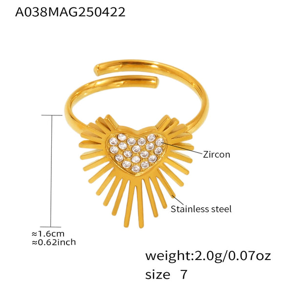 Wholesale Women's Fashion Geometric Wing Opening Ring Stainless Steel Furnace Pvd Electroplated