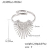 Wholesale Women's Fashion Geometric Wing Opening Ring Stainless Steel Furnace Pvd Electroplated