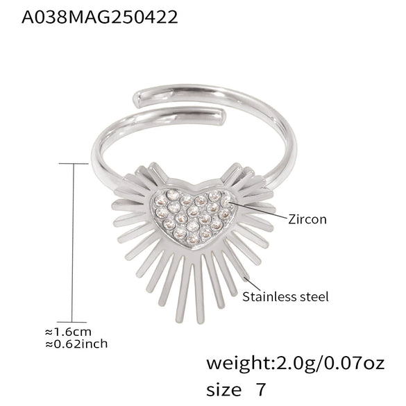 Wholesale Women's Fashion Geometric Wing Opening Ring Stainless Steel Furnace Pvd Electroplated
