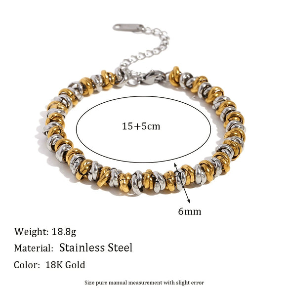 Wholesale Women's Fashion Gold Earrings Bracelet And Ring Set Stainless Steel 18K Gold Plated Geometric Pattern