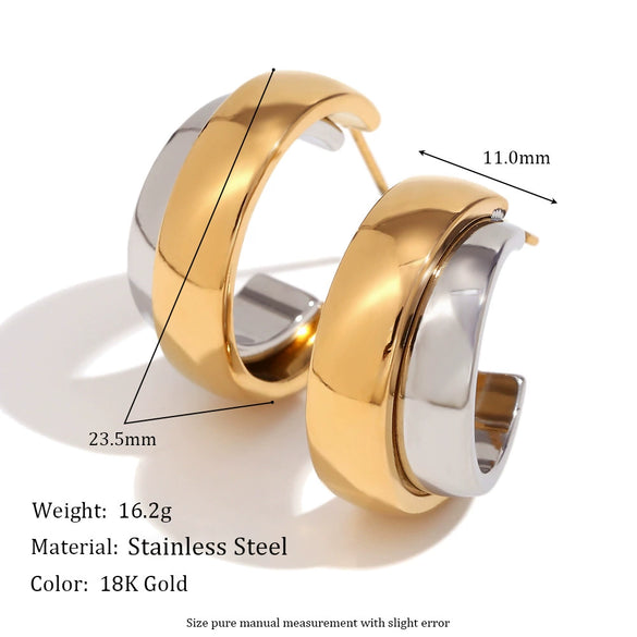 Wholesale Women's Fashion Gold Earrings Bracelet And Ring Set Stainless Steel 18K Gold Plated Geometric Pattern
