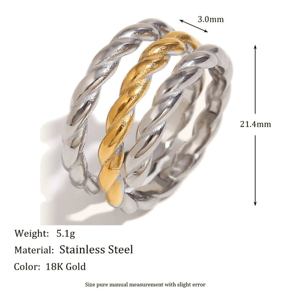 Wholesale Women's Fashion Gold Earrings Bracelet And Ring Set Stainless Steel 18K Gold Plated Geometric Pattern