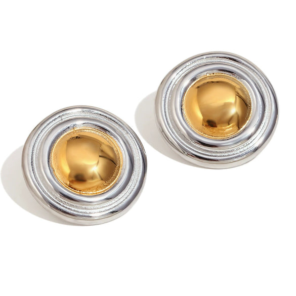 Wholesale Women's Fashion Gold Earrings Bracelet And Ring Set Stainless Steel 18K Gold Plated Geometric Pattern