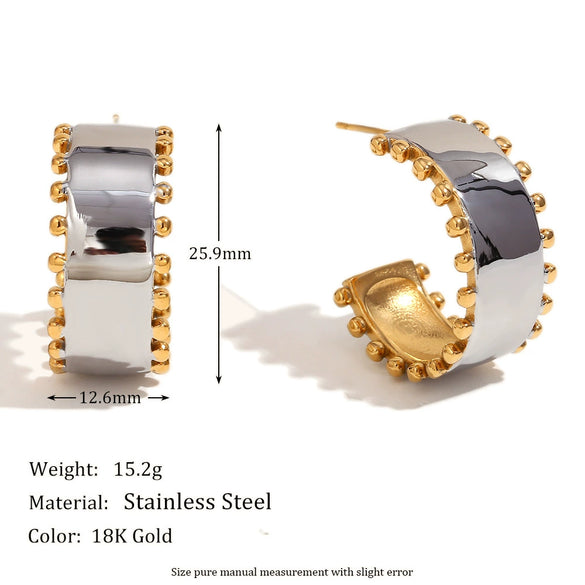 Wholesale Women's Fashion Gold Earrings Bracelet And Ring Set Stainless Steel 18K Gold Plated Geometric Pattern